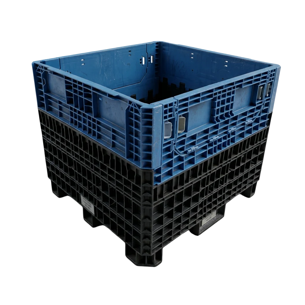 Contenedor industrial colapsable azul y negro